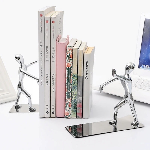 Home Decor Bookends - Silver Zinc Alloy Metal Home DÃ©cor Man Figures Bookends