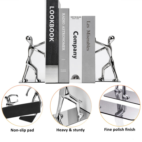 Home Decor Bookends - Silver Zinc Alloy Metal Home DÃ©cor Man Figures Bookends