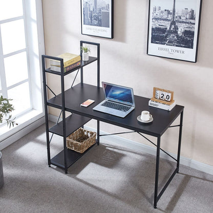 Modern Simple Style PC Table - Home Office Desk with Storage Shelves Writing Table