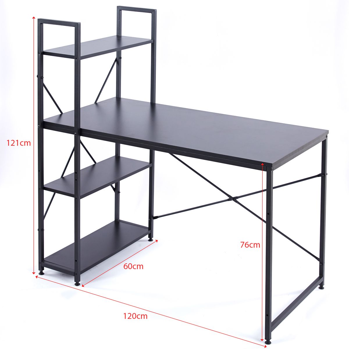 Modern Simple Style PC Table - Home Office Desk with Storage Shelves Writing Table