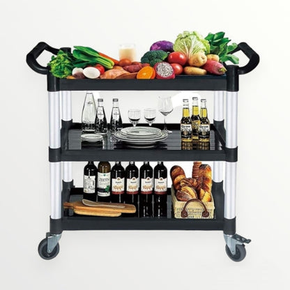 Household Pull Utility Cart - Multi-Purpose 3 Tier Household Utility Food Serving Cart Trolley On Wheels