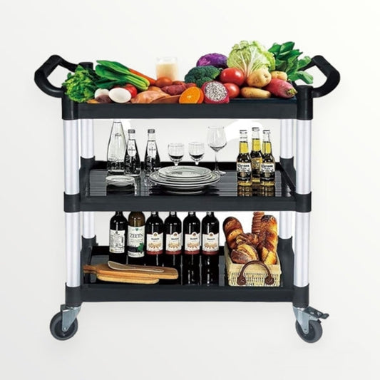 Household Pull Utility Cart - Multi-Purpose 3 Tier Household Utility Food Serving Cart Trolley On Wheels