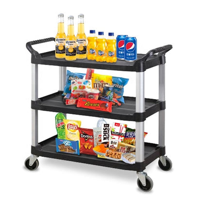 Household Pull Utility Cart - Multi-Purpose 3 Tier Household Utility Food Serving Cart Trolley On Wheels