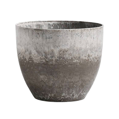 Artificial Cement Pattern Planter Pot - Weathered Grey Round Resin Plant Flower Pot Artificial Cement Pattern Planter