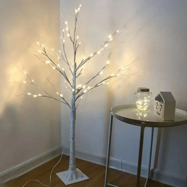 Lit Birch Tree - Indoor Outdoor Lit Birch Tree with Ice White LEDs for Decorations