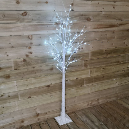 Lit Birch Tree - Indoor Outdoor Lit Birch Tree with Ice White LEDs for Decorations