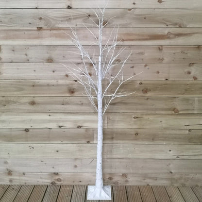 Lit Birch Tree - Indoor Outdoor Lit Birch Tree with Ice White LEDs for Decorations