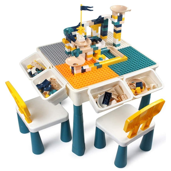 Kids Activity Playset Table - Multifunctional 7-in-One Activity Kids Table & Chair Playset