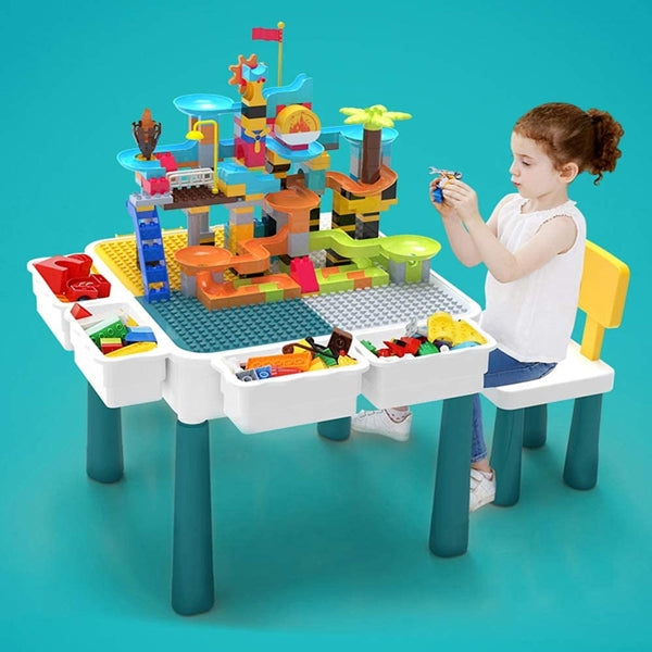 Kids Activity Playset Table - Multifunctional 7-in-One Activity Kids Table & Chair Playset