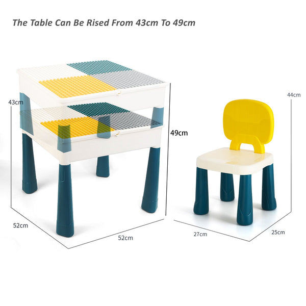 Kids Activity Playset Table - Multifunctional 7-in-One Activity Kids Table & Chair Playset