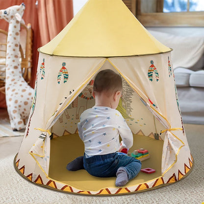 Kids Castle Tent - Yellow Children Indoor Castle Tent for Girls and Boys