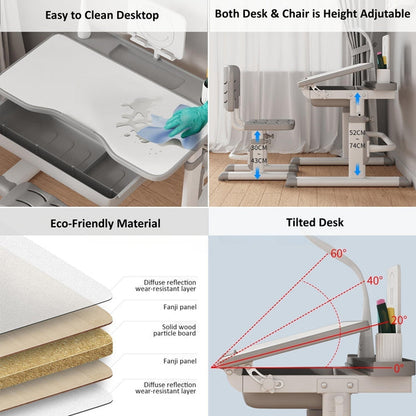 Kids Lift Learning Table and Chair - Ergonomic Design Kid's Tilting Lift Learning Table and Chair