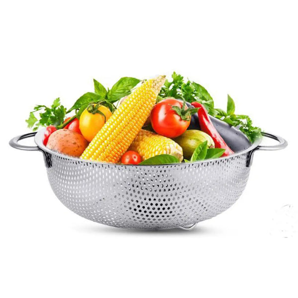 Stainless Steel Colander - Kitchen Colander Stainless Steel Strainer Drainer Basket with 2 Handles (22cm)