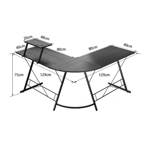 Computer Workstation Desk - L-Shape Corner Wood Computer Workstation Desk with Monitor Stand