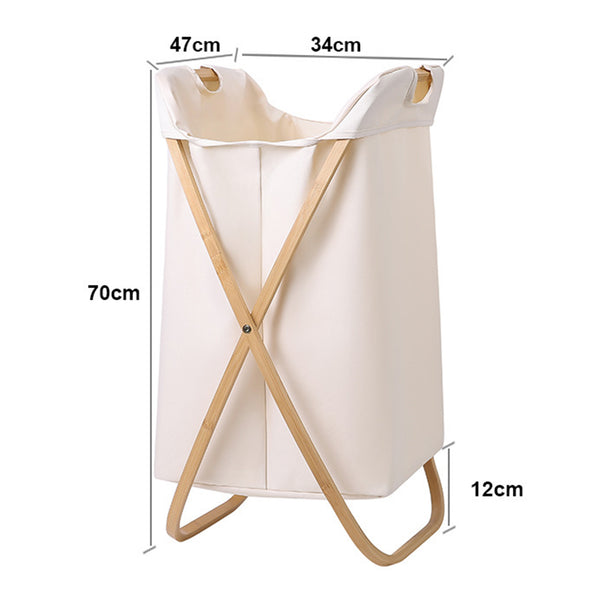 Laundry Basket - Large Foldable Laundry Basket with X-Type Bamboo Frame