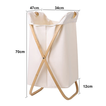 Laundry Basket - Large Foldable Laundry Basket with X-Type Bamboo Frame