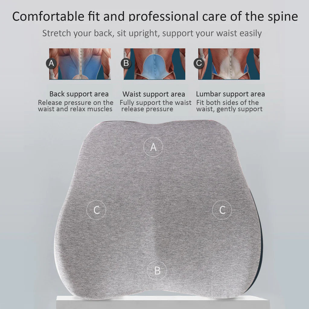 Lumbar Chair Cushion - Ergonomic Back Support Memory Foam Design Lumbar Chair Cushion