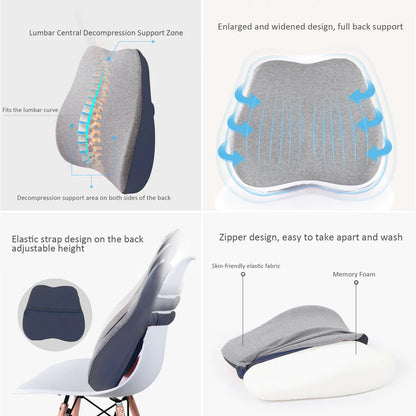 Lumbar Chair Cushion - Ergonomic Back Support Memory Foam Design Lumbar Chair Cushion