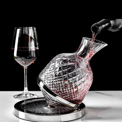 Elegant Decanter Set - Luxurious Rotating Wine Creative Decanter with Base and Glasses