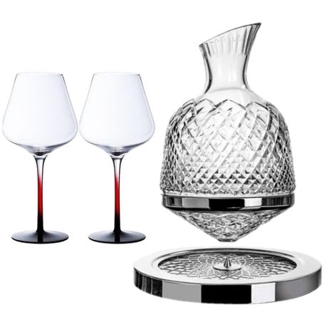 Elegant Decanter Set - Luxurious Rotating Wine Creative Decanter with Base and Glasses