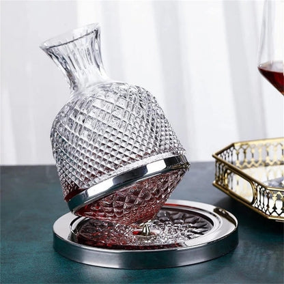 Elegant Decanter Set - Luxurious Rotating Wine Creative Decanter with Base and Glasses