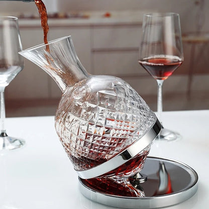 Elegant Decanter Set - Luxurious Rotating Wine Creative Decanter with Base and Glasses