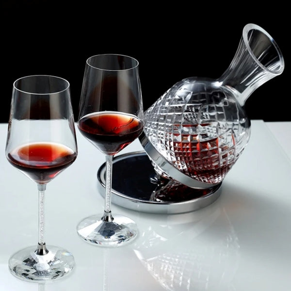 Elegant Decanter Set - Luxurious Rotating Wine Creative Decanter with Base and Glasses