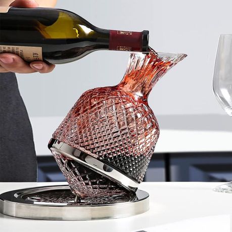 Elegant Decanter Set - Luxurious Rotating Wine Creative Decanter with Base and Glasses