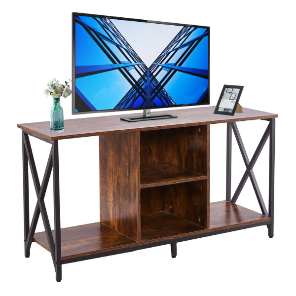 TV Stand Cabinet - Luxury Rustic Brown Wood Wooden TV Stand Cabinet