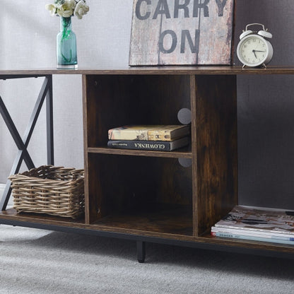 TV Stand Cabinet - Luxury Rustic Brown Wood Wooden TV Stand Cabinet