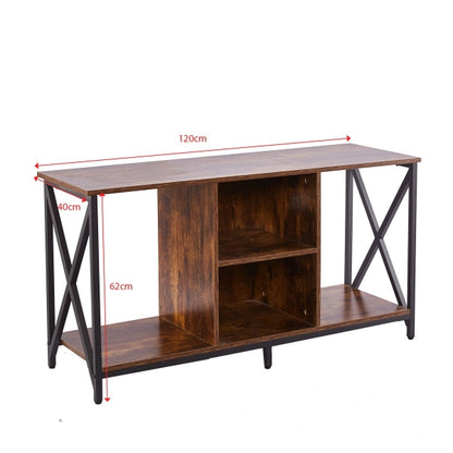 TV Stand Cabinet - Luxury Rustic Brown Wood Wooden TV Stand Cabinet