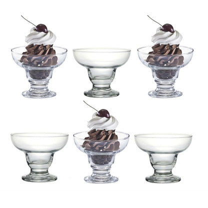 Dessert Glass Bowl Set - 6 Piece Footed Margarita Dessert Ice Cream Glass Bowl Set (300ml)