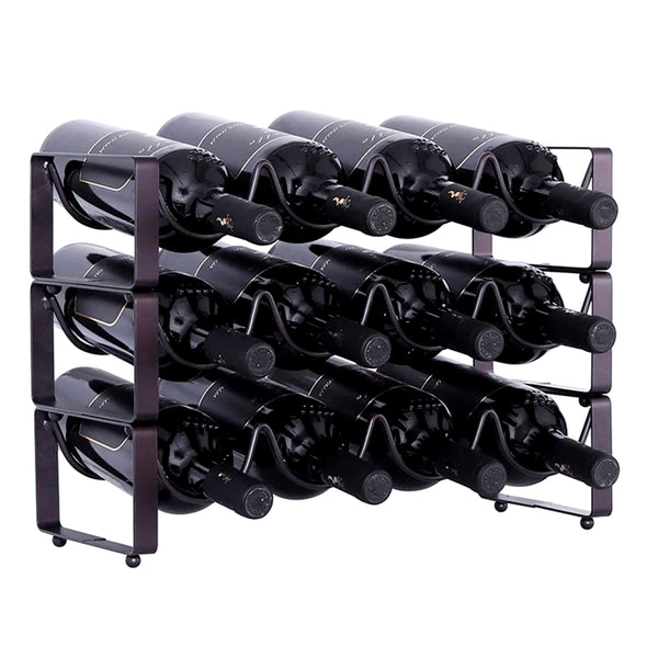 Metallic Wine Rack - Metallic Countertop Stackable Bottle Wine Rack for 12 Botles