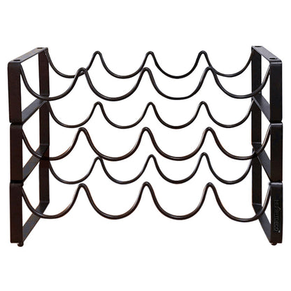 Metallic Wine Rack - Metallic Countertop Stackable Bottle Wine Rack for 12 Botles