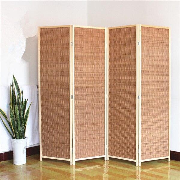 Partition Room Divider - Folding Modern Simplicity Bamboo 4 Panel Privacy Screen Room Divider