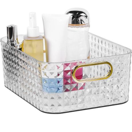 Multipurpose Diamond Pattern Clear Household Storage Basket - Set of 4