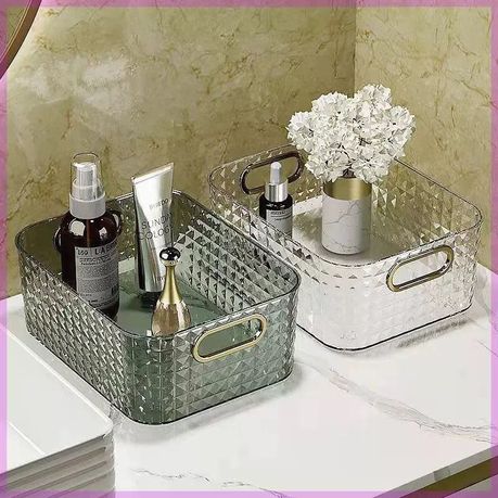 Multipurpose Diamond Pattern Clear Household Storage Basket - Set of 4