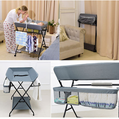 Baby Changing Table - Multifunctional Adjustable Height Folding Portable Baby Changing Table