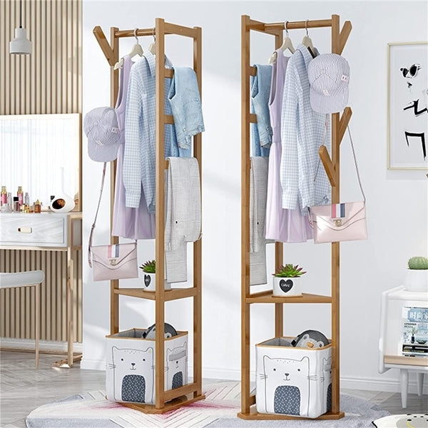 Clothes Hanger Coat Rack - Multifunctional Creative Design Bamboo Porch Hanger Coat Rack