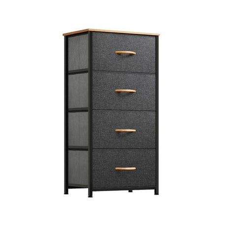 Multifunctional Fabric 4-Drawer Storage Organizer Unit with Wooden Top and Handles