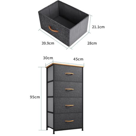 Multifunctional Fabric 4-Drawer Storage Organizer Unit with Wooden Top and Handles