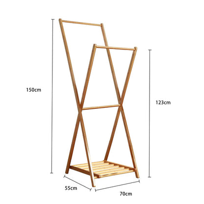 Clothing Storage Rack - Multifunctional Free Standing Vertical Double-Rod Clothing Storage Rack