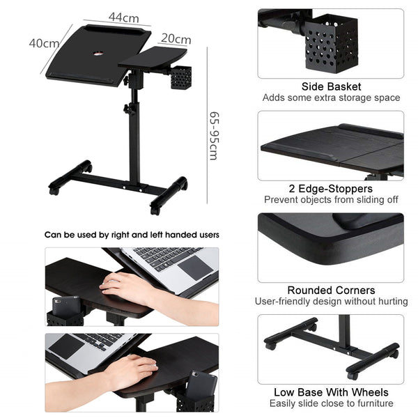 Standing Laptop Table - Multipurpose Foldable Rolling Desk Overbed Standing Laptop Table