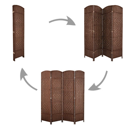 Partition Room Divider - Natural Fiber Folding Diamond Double-Weaved 4 Panel Room Screen Divider