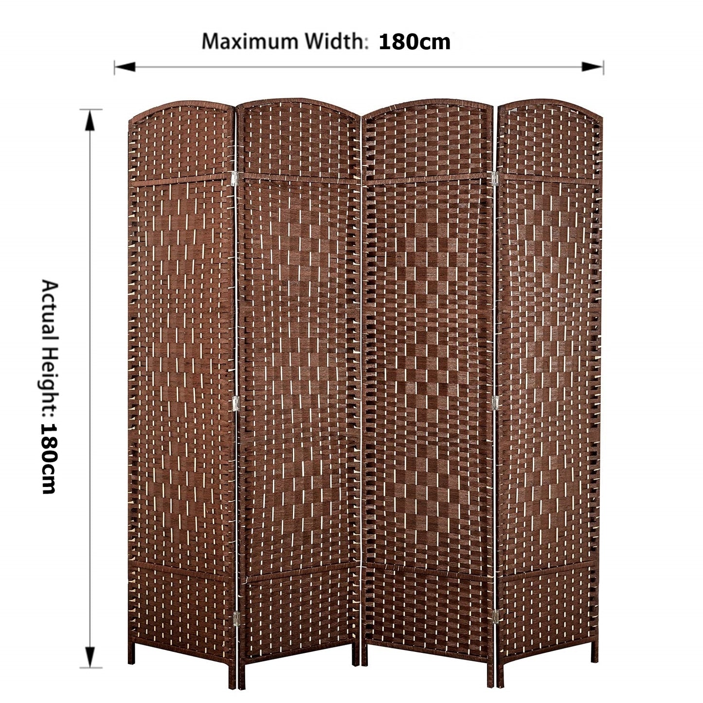 Partition Room Divider - Natural Fiber Folding Diamond Double-Weaved 4 Panel Room Screen Divider