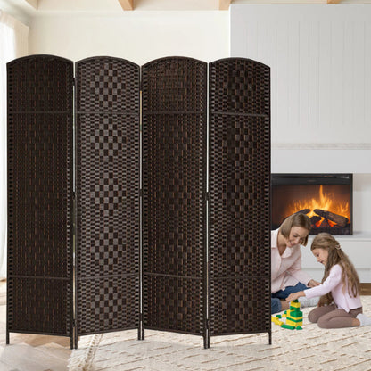 Partition Room Divider - Natural Fiber Folding Diamond Double-Weaved 4 Panel Room Screen Divider