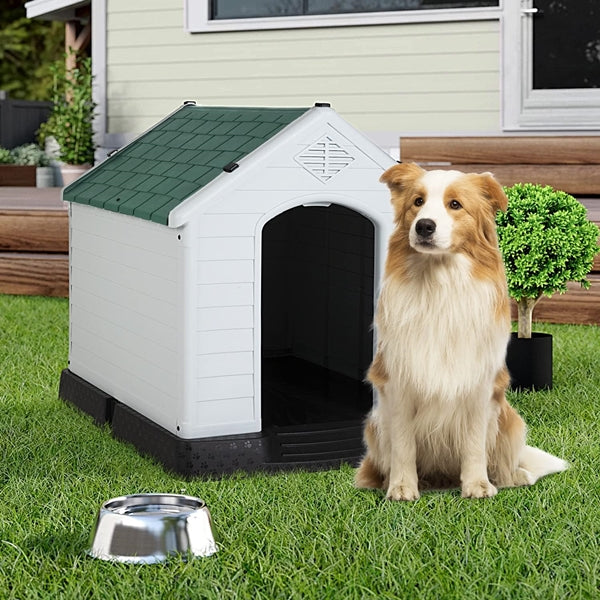 Medium Dog House - Outdoor Indoor Waterproof Plastic Dog House for Small to Medium Dogs