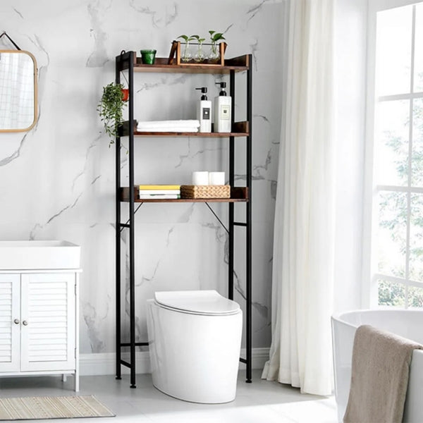 Over-The-Toilet Rustic Industrial Storage Shelf