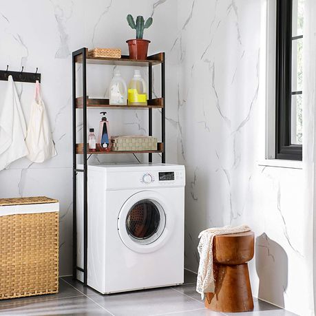 Over-The-Toilet Rustic Industrial Storage Shelf