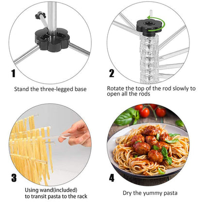 Pasta Drying Rack - Collapsible with 16 Suspension Rods Anti Slip Pasta Dry Rack